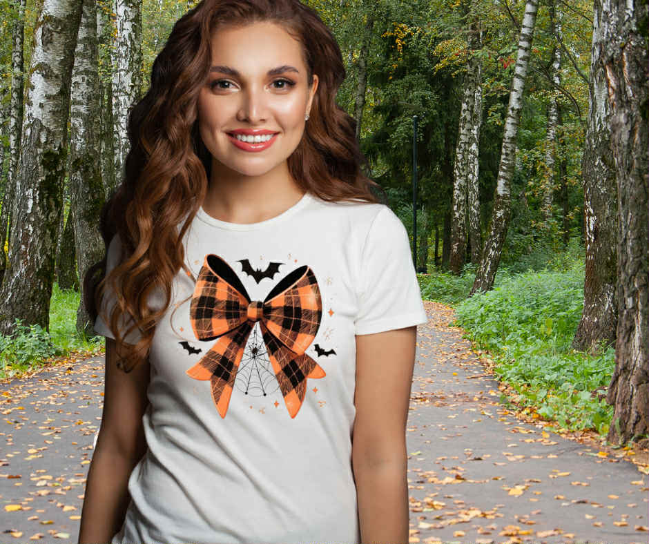 Orange Plaid Bow