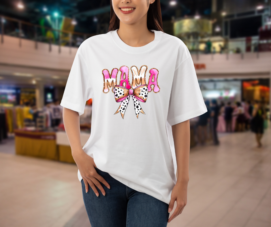 Mama Cow Print Bow