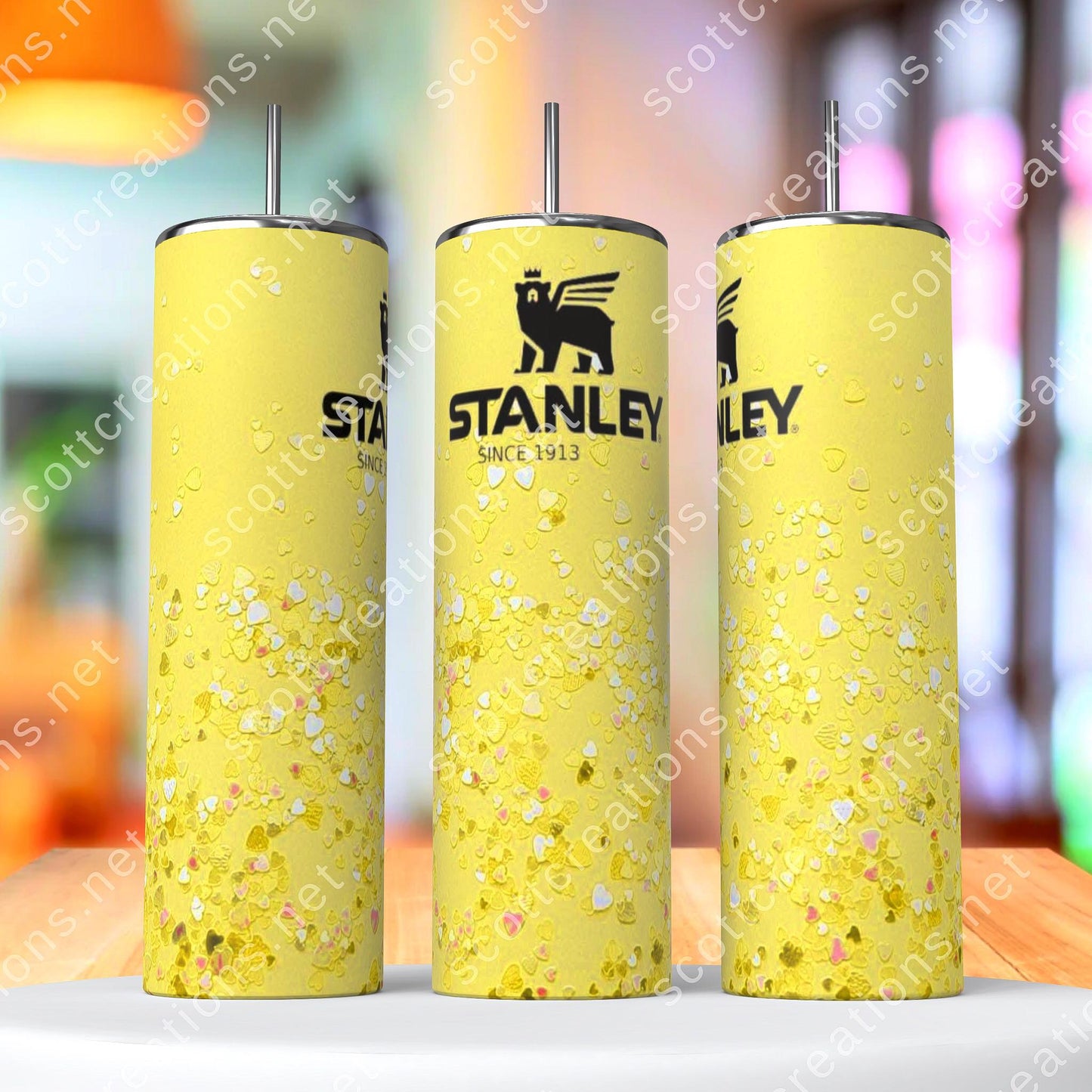 20oz Yellow Glitter Stanley Tumbler