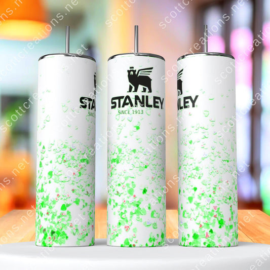 20oz Green Glitter Heart Stanley Tumbler