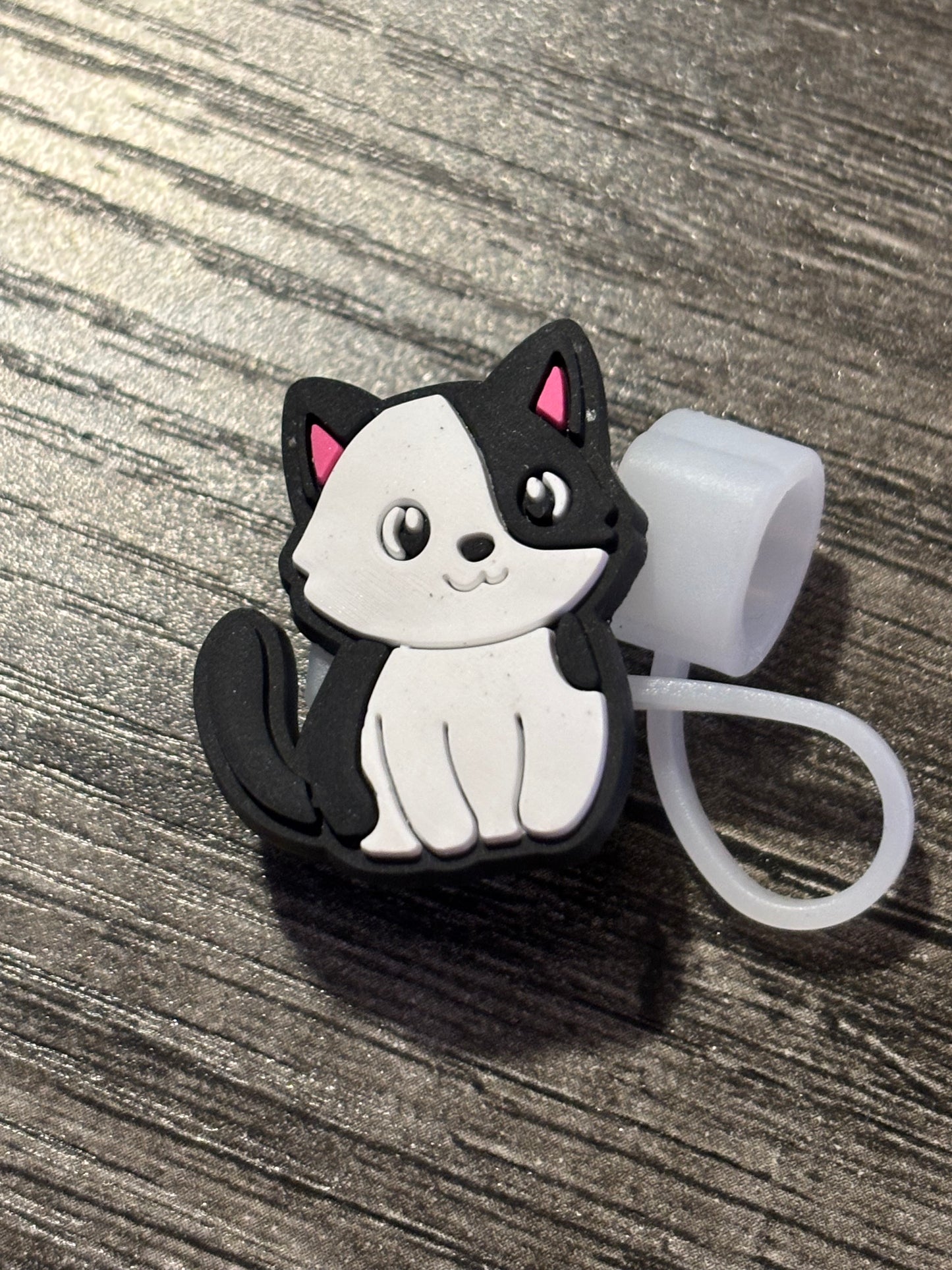 Black White Cat Straw Tooper
