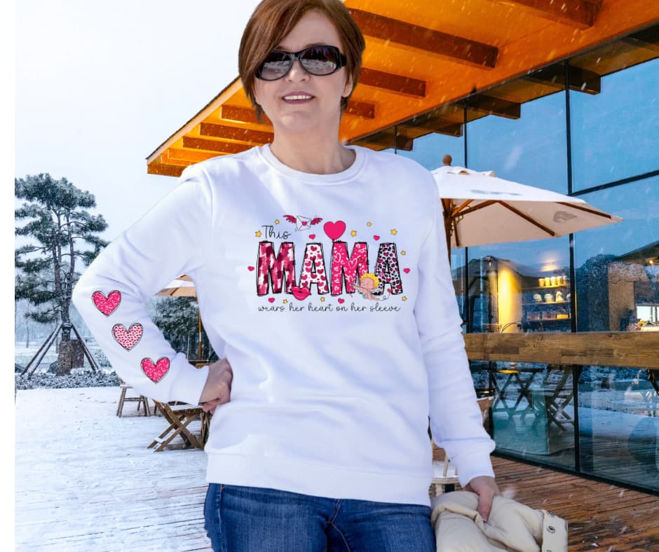 Mama 3 or More Heart Sleeve